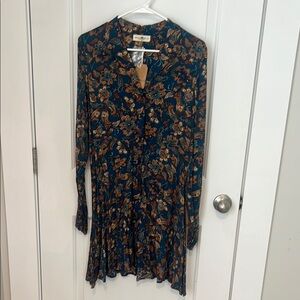 Natural Life Floral Dress - Teal and Brown